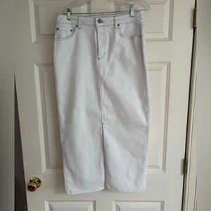 Rachel Zoe Crisp White Denim Midi Skirt